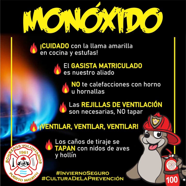 Monóxido de Carbono – invierno 2025 Bomberos Madryn
